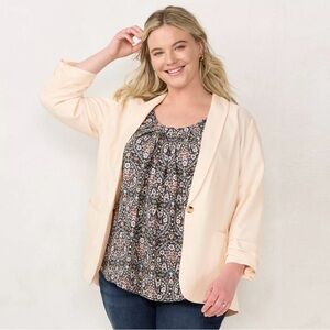 Plus Size LC Lauren Conrad Shawl Collar Blazer Women's Peach Dust Blazer NWT 1X